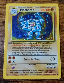 Machamp 8/102 1st Edition Grey Stamp Error Misprint Gray 1st Pokemon Card LP^ - Image 1
