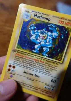 Machamp 8/102 1st Edition Grey Stamp Error Misprint Gray 1st Pokemon Card LP^ - Image 4