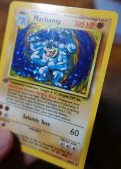Machamp 8/102 1st Edition Grey Stamp Error Misprint Gray 1st Pokemon Card LP^ - Image 5