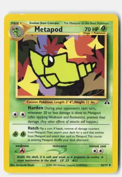 Metapod 42/75 Uncommon Neo Discovery Pokemon Unlimited LP Sumiyoshi Kizuki - Image 1