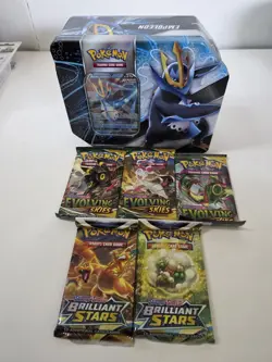 POKEMON TCG: Empoleon V Strikers Tin Evolving Skies and Brilliant Stars Packs - Image 1