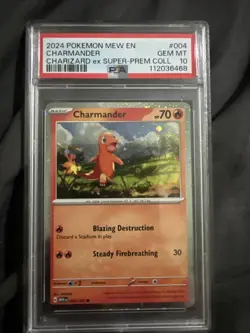 Charmander #004/165 Pokemon TCG Charizard ex Super Premium Coll - PSA 10 GEM MT - Image 1