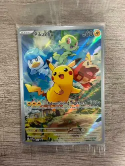 Pokemon TCG Pikachu 027 SVP Black Star Promo Full Art Holo Adventuring Together - Image 1