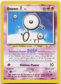 Unown [B] 39/64 Uncommon Neo Revelation Pokemon Unlimited Lightly Played - Image 1
