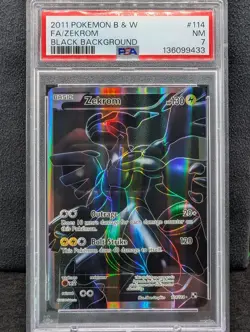 2011 Pokemon Black & White Zekrom 114/114 PSA 7 Black Background Full Art Holo - Image 1