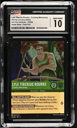 Disney Lorcana GRADED Lyle Tiberius Rourke Cunning Mercenary 78 SR 10 CGC - Image 1
