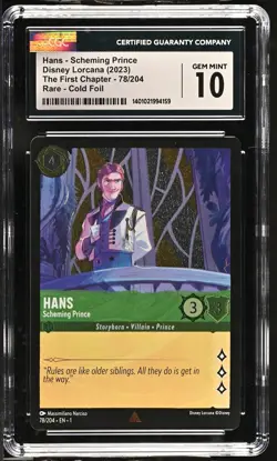 Disney Lorcana GRADED Hans Scheming Prince 78 First Chapter R 10 CGC - Image 1