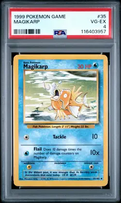 1999 POKEMON BASE SET UNLIMITED #35 MAGIKARP PSA 4 - Image 1