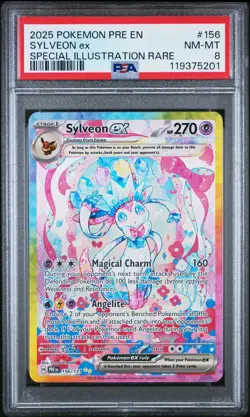 2025 POKEMON PRISMATIC EVOLUTIONS SPECIAL ILLUSTRATION RARE SYLVEON EX PSA 8 - Image 1