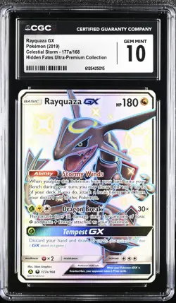 CGC 10 Rayquaza GX 177a/168 Hidden Fates Promo Pokemon 2019 - Image 1