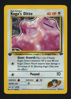 Koga's Ditto 10/132 1st Edition Gym Challenge Holofoil Holo Rare Pokemon TCG - Image 1