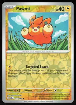 Pawmi 56/142 Common Stellar Crown Pokemon Reverse Holo Near Mint - Image 1
