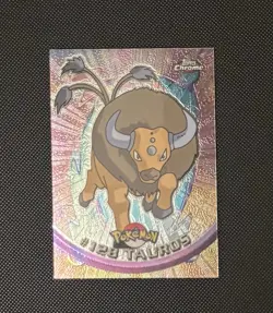 2000 Pokemon Topps Chrome #128 Tauros Holo Foil TV Animation Edition LP - Image 1