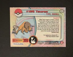 2000 Pokemon Topps Chrome #128 Tauros Holo Foil TV Animation Edition LP - Image 2