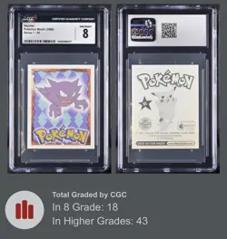 Pokemon 1998 Topps Merlin Series 1 Gengar Haunter Gastly CGC 8 Near Mint 😈🔥 - Image 3