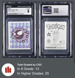 Pokemon 1998 Topps Merlin Series 1 Gengar Haunter Gastly CGC 8 Near Mint 😈🔥 - Image 4