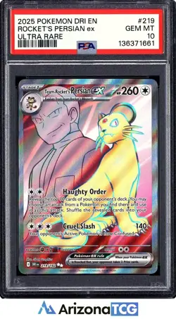 Pokemon 2025 Team Rocket's Persian ex 219 UR Destined Rivals GEM MINT PSA 10 - Image 1