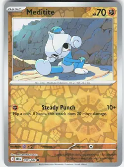 Meditite 099/182 Common Destined Rivals Pokemon Reverse Holo Near Mint - Image 1
