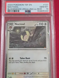 2024 POKEMON TEF EN-TEMPORAL FORCES 127 NOCTOWL BLOODMOON URSALUNA EX BOX PSA 10 - Image 2