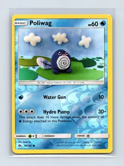 Poliwag 30/149 Common SM Base Set Pokemon Reverse Holo Lightly Played - Image 1