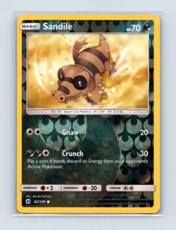 Sandile 83/149 Common SM Base Set Pokemon Reverse Holo Lightly Played - Image 1