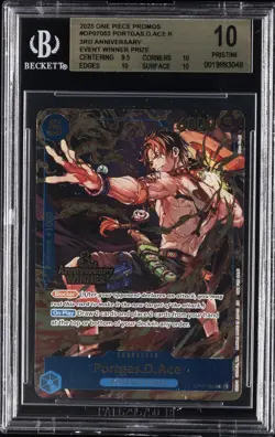 2025 ONE PIECE PROMOS 3RD ANNIV. EVENT WINNER PRIZE PORTGAS.D.ACE BGS 10 - Image 1