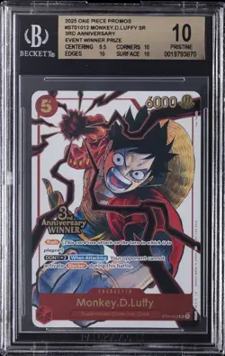 2025 ONE PIECE PROMOS #ST01012 MONKEY.D.LUFFY SR BGS 10 - Image 1