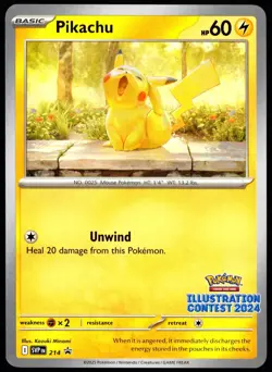 Pokemon TCG Pikachu SVP 214 Illustration Contest 2024 Black Star Promo Card - LP - Image 1