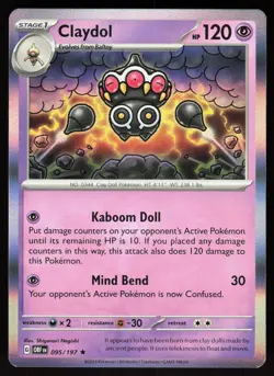 Claydol 095/197 Rare Obsidian Flames Pokemon Holo Near Mint - Image 1