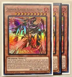 Yugioh! 3x Crimson Blader/Assault Mode BPRO-EN008 Super Rare 1st Ed NM - Image 1