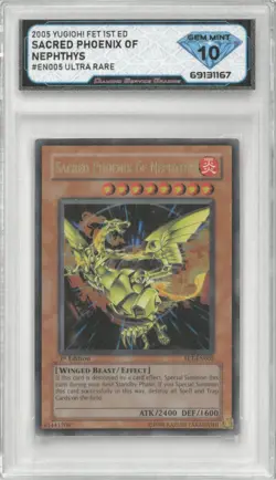 2005 Yugioh! 1st ed SACRED PHOENIX OF NEPHTHYS #FET-EN005 Ultra💎DSG 10 Gem Mint - Image 1
