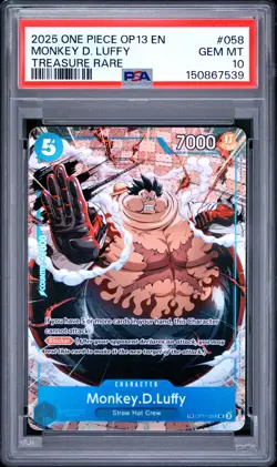 2025 ONE PIECE OP13-CARRYING ON HIS WILL TREASURE RARE MONKEY D. LUFFY PSA 10 - Image 1