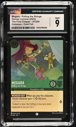 Disney Lorcana GRADED Megara Pulling the Strings 87/204 9 CGC - Image 1
