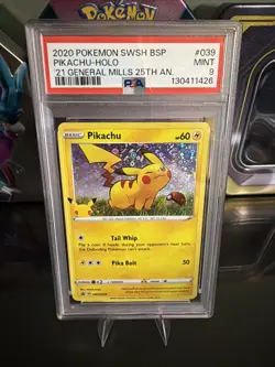 Pokemon TCG SWSH039 Pikachu Black Star Promo Holo Card 2020 Psa 9 - Image 1