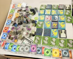 HUGE Pokemon Card Bulk Lot ETB Sleeves coins dice cards 12+ Lbs. - Image 1