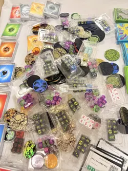 HUGE Pokemon Card Bulk Lot ETB Sleeves coins dice cards 12+ Lbs. - Image 4