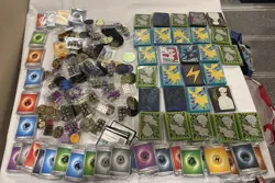 HUGE Pokemon Card Bulk Lot ETB Sleeves coins dice cards 12+ Lbs. - Image 5