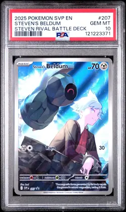 2025 POKEMON SVP EN-SV BLACK STAR PROMO #207 STEVEN'S BELDUM PSA 10 - Image 1