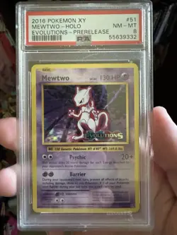 Pokemon Mewtwo Evolutions Stamp PSA 8 Prerelease Promo! Near Mint! - Image 1
