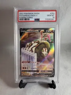 2021 POKEMON SWORD & SHIELD FUSION STRIKE #252 FULL ART/SANDACONDA V PSA 10 - Image 1