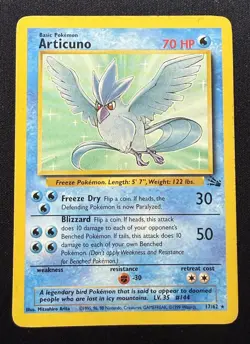 Pokemon TCG Articuno 17/62 Fossil Unlimited Regular Rare 1999 (MP) - Image 1