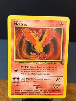 Pokemon Fossil Set Unlimited Moltres 27/62 Non-Holo Rare MP - Image 1