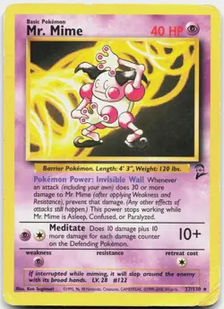 Mr. Mime 27/130 Rare Base Set 2 Pokemon Heavily Played - Image 1