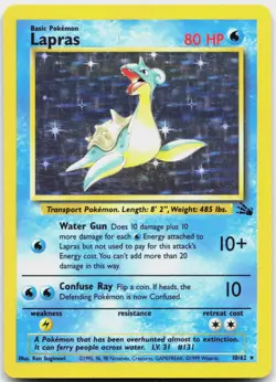 Lapras 10/62 Holo Rare Fossil Pokemon Unlimited Holo Moderately Played - Image 1