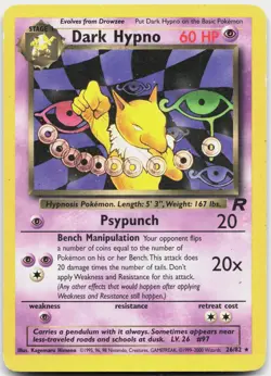 Dark Hypno 26/82 Rare Team Rocket Pokemon Unlimited Moderately Played - Image 1