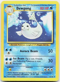 Dewgong 25/102 Uncommon Base Set Unlimited Pokemon Heavily Played - Image 1