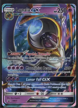 Lunala GX - SM17 Holo Promo Sun & Moon Promo Pokemon Heavily Played - Image 1