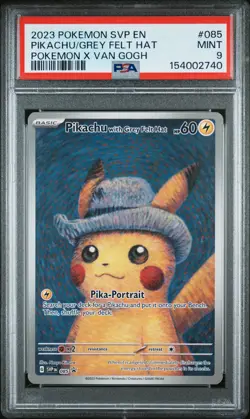 2023 POKEMON SVP EN-SV BLACK STAR PROMO #085 PIKACHU WITH GREY FELT HAT PSA 9 - Image 1