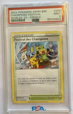 2022 Pokemon FRENCH World Championships Festival des Champions SWSH296 PSA 9 - Image 1