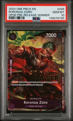 2024 ONE PIECE PROMOS #045 RORONOA ZORO PSA 10 - Image 1